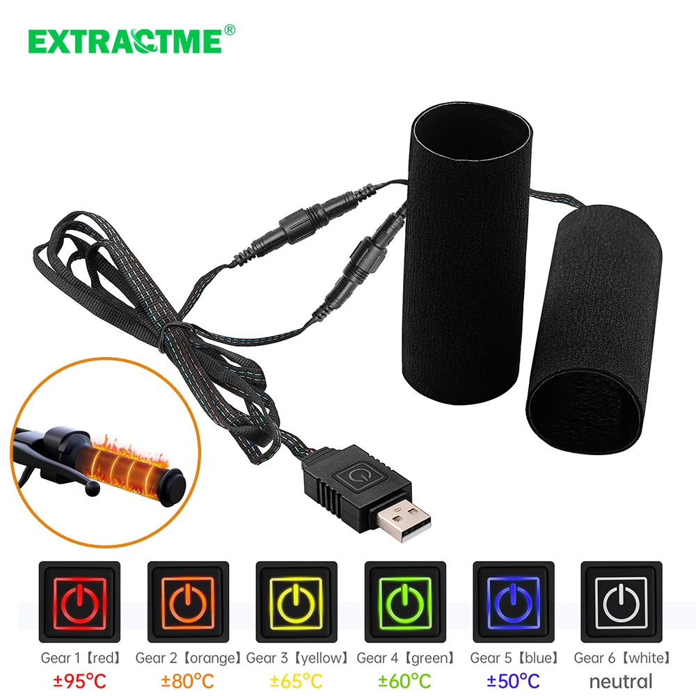 Extractme Motorcycle Heated Handgrips 5V USB 6 Gear Warmer Electric Heated Grip - £28.24 GBP