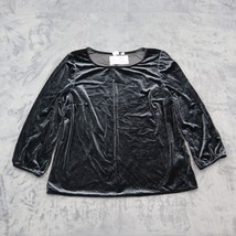 Gap Shirt Womens S Black Balloon Long Sleeve Round Neck Velvet Pullover Blouse - £17.97 GBP