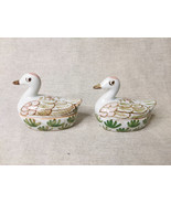 Pair Of Handpainted Ceramic Duck Trinket Boxes - $491.46 MXN