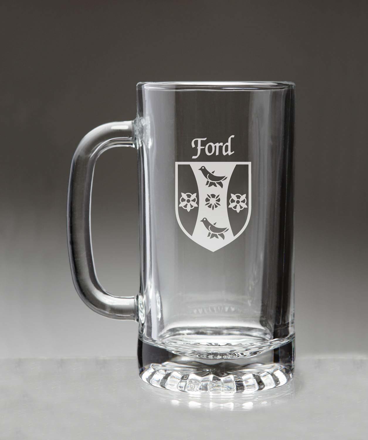 Primary image for Ford Irish Coat of Arms Glass Beer Mug (Sand Etched)