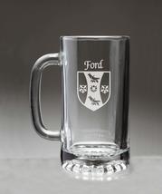 Ford Irish Coat of Arms Glass Beer Mug (Sand Etched) - $27.72
