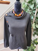 Black Women&#39;s Polyester Cowl Neck Long Sleeve Knit Wrap Sweater Size X-L... - £19.52 GBP
