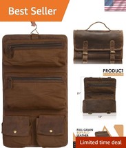 Premium Buffalo Leather Hanging Toiletry Bag - Travel Dopp Kit with YKK ... - $60.00