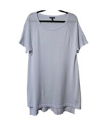 Eileen Fisher Medium LAVENDER Tunic Top BATEAU NECK Short Sleeve Tencel Nylon - $31.92