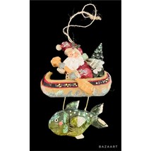 Vintage Folk Art Country Santa Claus Fisherman Christmas Ornament Kurt Adler - £13.44 GBP