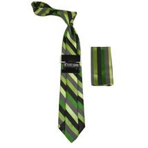 Men's Stacy Adams Tie and Hankie Set Fancy Woven Silky Satin #SAT50 Green image 2