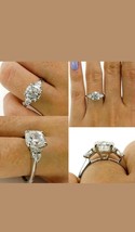 4Ct Cushion Cut Diamond Trilogy Engagement Ring 14k White Gold Over Pear Accents - £81.41 GBP
