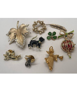 Lot of vintage pins brooches angels cat Christmas ornament leaf - £12.86 GBP