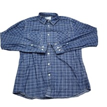 Paper Denim &amp; Cloth Shirt Mens M Blue Plaid Short Sleeve Button Up - $19.68