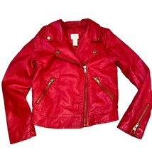 Forever 21 Girls Red Vegan Leather Moto Jacket 7/8 - $19.20