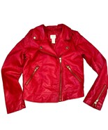 Forever 21 Girls Red Vegan Leather Moto Jacket 7/8 - £15.06 GBP