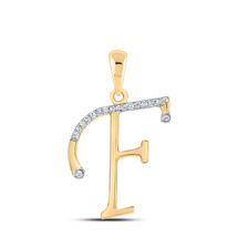 10kt Yellow Gold Womens Round Diamond F Initial Letter Pendant 1/12 Cttw - £135.37 GBP