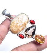Fossil Coral Multi Cut Stone Handmade Ethnic Gift Pendant Jewelry 2.90&quot; ... - £7.10 GBP