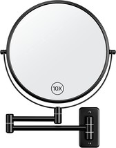 Anfauny 9 Inch Wall Mounted Makeup Mirror, 1X/10X Double-Sided Magnifying, Black - £34.53 GBP