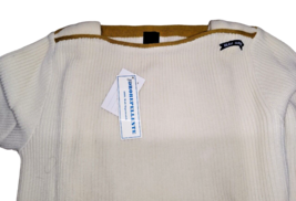 Men&#39;s Sweater Vintage Neck Boat Size L White Piece Unique Pure Wool Yachting One - £69.48 GBP