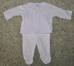 Girls Outfit Baby Beginnings Pink Cardigan &amp; Pink Striped Pants 2 Pc- 6/... - $4.95