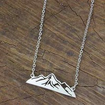 Mountain Peaks Cutout Silver Tone Necklace - £11.82 GBP