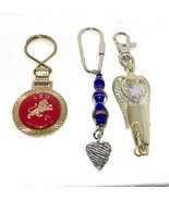 Key Chains LEO Astrology Angel and Heart  Fob Key Ring  set of 3 Vintage - $346.10 MXN