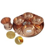 Prisha India Craft Indian Dinnerware Pure Copper Thali Set Traditional D... - £48.61 GBP