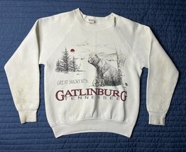Vintage Smokey Mountains Gatlinburg Tenn Sweatshirt Youth 14-16 White Be... - $376.94 MXN