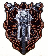 DELUXE EMBRODIERED MOTORCYCLE FLAMES FRONT PA6770  iron on biker patches... - $8.12