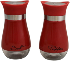 Salt &amp; Pepper Shaker Set Glass w/ Printed Labels 4.42 oz BPA-Free Red - $8.90