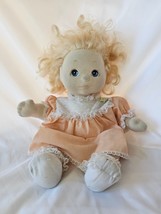 Vtg Mattel My Child Blonde Blue Eyes Girl Baby Doll Orange Dress 1985 80... - $49.99
