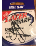 Eagle Claw L18G-2/0 Lazer Worm Light Wire Finesse Hook Nickel Finish-1pk... - $13.54 CAD