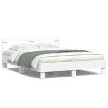 Bed Frame with Headboard and LED White 150x200 cm King Size - £103.92 GBP