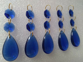 12Pcs Blue Tear Drop Crystal Prisms Glass Lamp Chandelier Lighting Penda... - $13.98