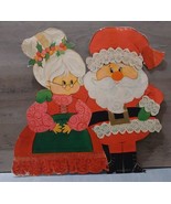 Vintage Die Cut Christmas Santa Mrs. Claus Decoration 9x9.5 - £18.59 GBP