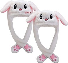 2PCS Cute Bunny Hat with Moving Ears Funny Rabbit Hat Soft Jumping Animal Hat - £15.81 GBP