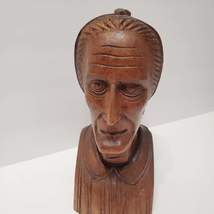 Hand Carved Wood Busts, J Alberdi Mid-Century Carving, Old Man & Woman, Bookends image 9