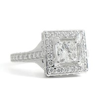 Authenticity Guarantee 
GIA Princess Square Halo Diamond Engagement Ring Plat... - £3,936.93 GBP