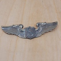 WW2 US Army Air Force Service Pilot Wing Pin Sterling Badge 2&quot; - £373.55 GBP