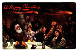 Christmas Santa Claus Postcard THE BARON&#39;S FEAST Firelight Effects Tuck 9020 - £25.67 GBP