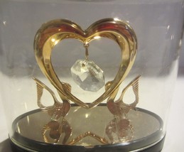 Swans Austrian Crystal 24K Plated Heart  On oval glass Mascot Inc. NEW - $17.05