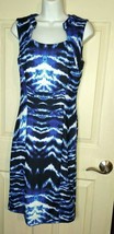 Sexy Jessica Simpson Blue Zebra-Like Design Sleeveless Dress Stunning fitted - £14.30 GBP