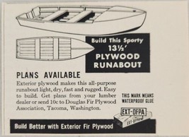 1954 Print Ad Sporty 13 1/2&#39; Douglas Fir Plywood Runabout Boats Tacoma,WA - £6.30 GBP