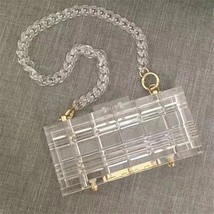 Trendy  Acrylic Evening Bags Summer  Beach Bag Clear Beaded Handle Handbags Desi - £95.85 GBP