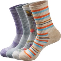 Four Pairs Of Gkx Women&#39;S Cozy Merino Wool Hiking Cushion Crew Socks. - £30.48 GBP