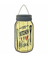 Kitchen Blessed Yellow Novelty Metal Mason Jar Sign - €15,32 EUR