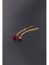 Faceted Ruby Earrings gemstones Women's Day Genuine Ran Yellow Gold Color Earrin - £89.79 GBP