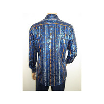 Men's Sports Shirt By Barocco Fashion Printed Long Sleeves Soft Feel EFS60 Navy image 9