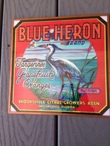 Blue Heron Tangerines Oranges Brooksville Citrus Growers Print Reproduction - $9.90