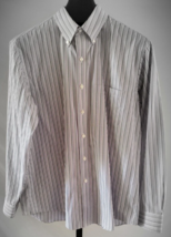 Jos A Bank Blue Black Purple &amp; White Striped Button Down Shirt Size L Ta... - $14.84