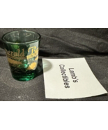 Emerald Bay Lake Tahoe Green 2&quot; Shot Glass gold lettering nightcap souvenir - £19.94 GBP