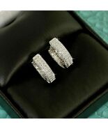 0.96 Ct Simulated Diamond Men's Women's Hoop Earrings 14k White Gold Over - $66.33