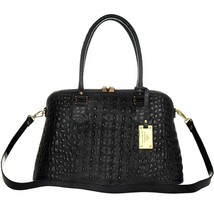 AURA Italian Made Genuine Black Crocodile Embossed Leather Tote Handbag - £304.54 GBP