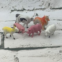 Plastic Farm Animals Lot Of 6 Cow Pig Sheep Goat #4 - $9.89